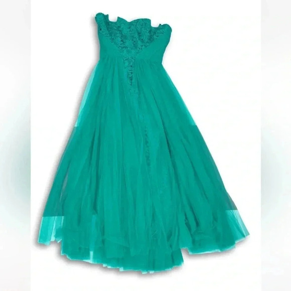 NWT MONIQUE LHUILLER Elegant Designer Luxury Gown Dress Style 443857 Teal $650 - Picture 1 of 15